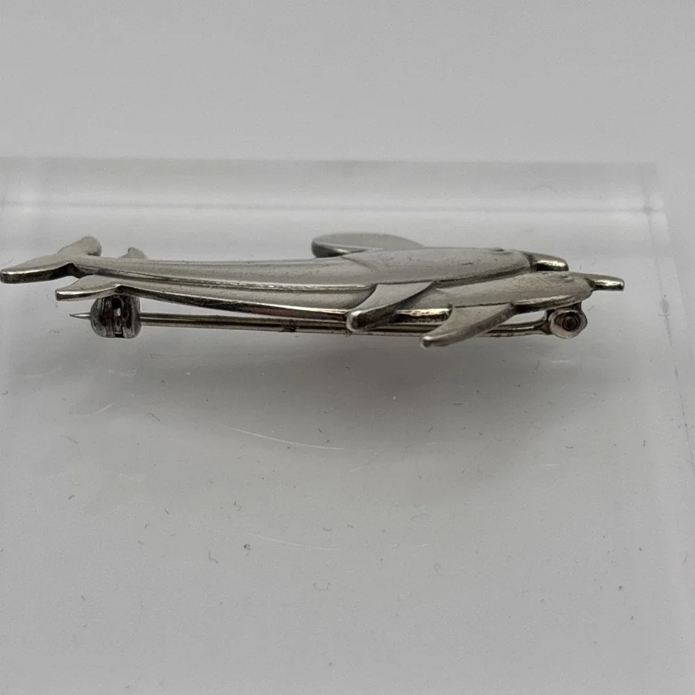 Vintage Georg Jenson Denmark Sterling Silver Dolphin‎ Pair Brooch 5g #317